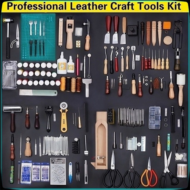 Kit Professional DIY Leather Craft Hand Tool Set 59pcs/366pcs/fullset  Ferramentas Diy